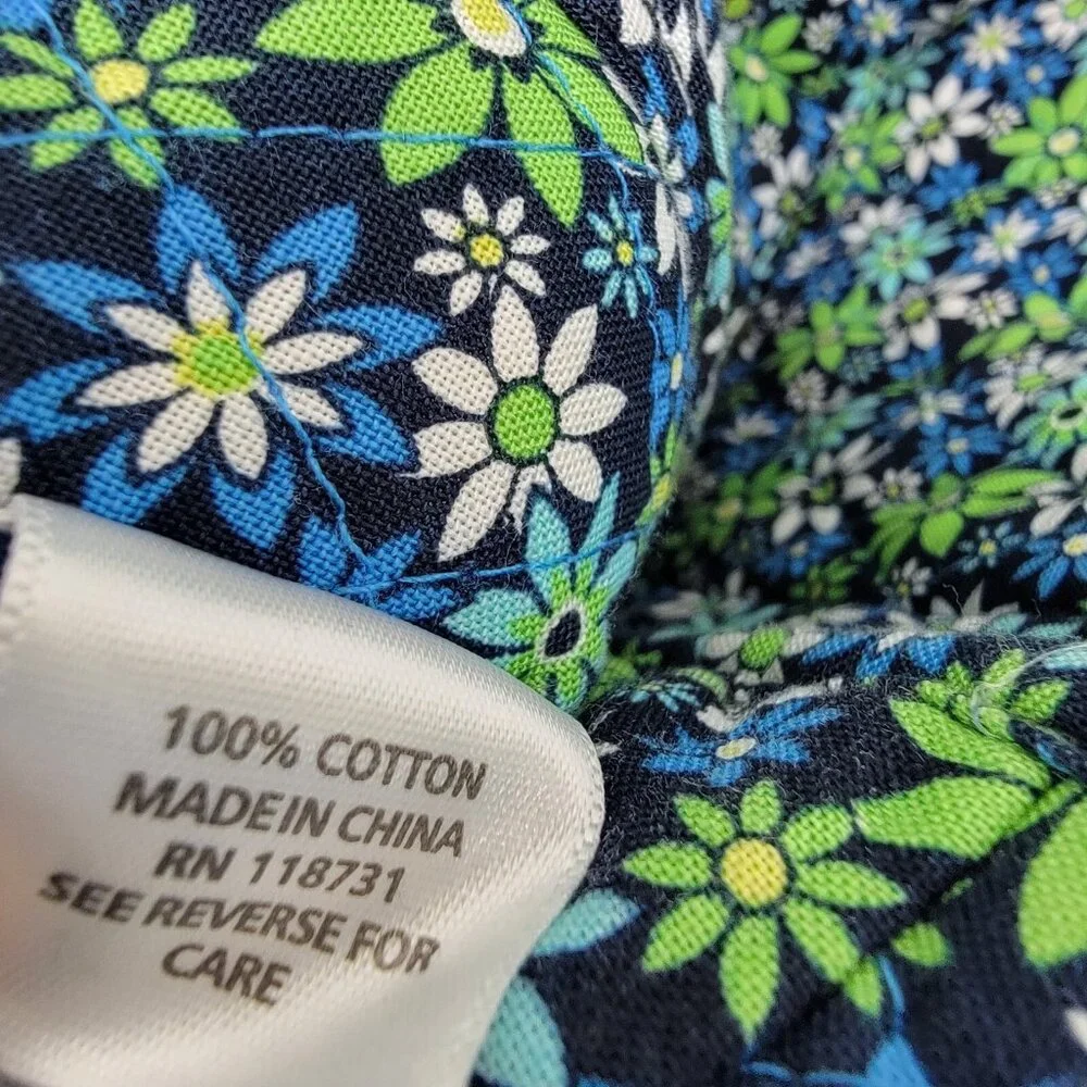 Floral 100% Cotton Backpack Daisy Blue Green Attached Matching Wallet‎